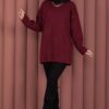 Relaxed Fit French Terry Crew Neck Tunic Burgundy - immagine 3