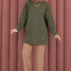 Relaxed Fit French Terry Crew Neck Tunic Khaki - Imagen 4