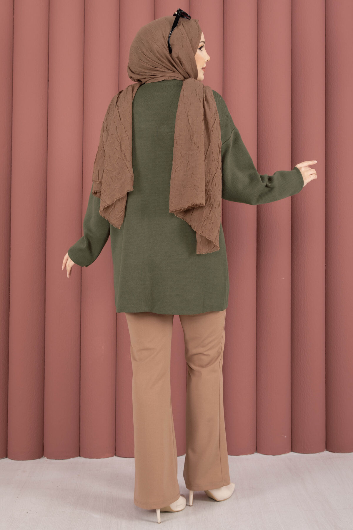 Relaxed Fit French Terry Crew Neck Tunic Khaki - Imagen 5