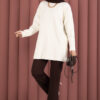 Relaxed Fit French Terry Crew Neck Tunic Cream - Afbeelding 3