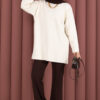 Relaxed Fit French Terry Crew Neck Tunic Cream - Afbeelding 4