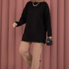 Relaxed Fit French Terry Crew Neck Tunic Black - Afbeelding 3