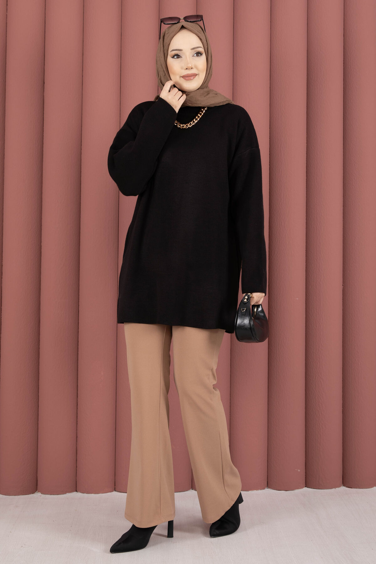 Relaxed Fit French Terry Crew Neck Tunic Black - Afbeelding 4