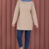 Relaxed Fit French Terry Crew Neck Tunic Stone