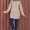 Relaxed Fit French Terry Crew Neck Tunic Stone – Bild 3