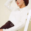Ribbed Crew Neck Knit Sweater Ecru - الصورة 2
