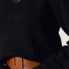 Ribbed Crew Neck Knit Sweater Black - الصورة 4