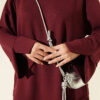 Ribbed Crew Neck Tunic with Slit Detail Burgundy - Afbeelding 4