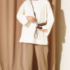 Ribbed Crew Neck Tunic with Slit Detail Ecru - Image 2
