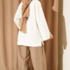Ribbed Crew Neck Tunic with Slit Detail Ecru - Image 3