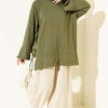 Ribbed Crew Neck Tunic with Slit Detail Khaki – Bild 2