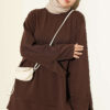 Ribbed Crew Neck Tunic with Slit Detail Brown