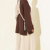 Ribbed Crew Neck Tunic with Slit Detail Brown - Image 3
