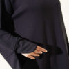 Ribbed Crew Neck Tunic with Slit Detail Navy Blue - Afbeelding 4