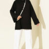 Ribbed Crew Neck Tunic with Slit Detail Black - Image 2