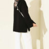 Ribbed Crew Neck Tunic with Slit Detail Black - Image 3