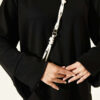 Ribbed Crew Neck Tunic with Slit Detail Black - Image 4