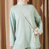 Round Neck Basic Two-Piece Set with Side Slits Aqua Green - الصورة 2