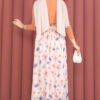 Bohemian Style Floral Elastic Waist Chiffon Tulle Skirt Cream - Imagen 5