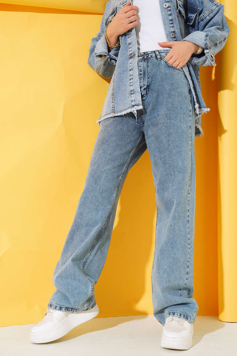 Straight Leg Light Blue Denim Jeans Blue – Bild 2