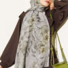 Botanical Floral Pattern Bamboo Shawl Oil Green - Image 2
