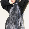 Botanical Floral Pattern Bamboo Shawl Black - Image 2