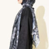 Botanical Floral Pattern Bamboo Shawl Black - Image 3
