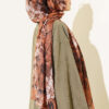 Botanical Floral Pattern Bamboo Shawl Tan - Image 3