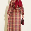 Button-Up Plaid Dress Burgundy - immagine 3