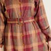 Button-Up Plaid Dress Burgundy - immagine 4