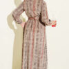 Button-Down Plaid Velvet Dress Beige - Afbeelding 3