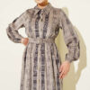 Button-Down Plaid Velvet Dress Smoke – Bild 2