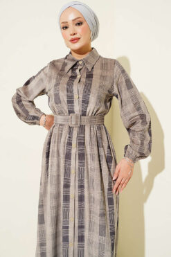 Alternative view of Button-Down Plaid Velvet Dress Smoke
