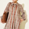 Button-Down Plaid Velvet Dress Tan - Afbeelding 2