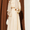 ⁦Buttoned Ruffled Dress with Tie Belt Beige⁩ - الصورة ⁦3⁩