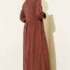 Button-Up Shirt Collar Dress Brown - immagine 3