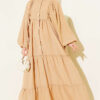Button-Up Tiered Dress Beige – Bild 2