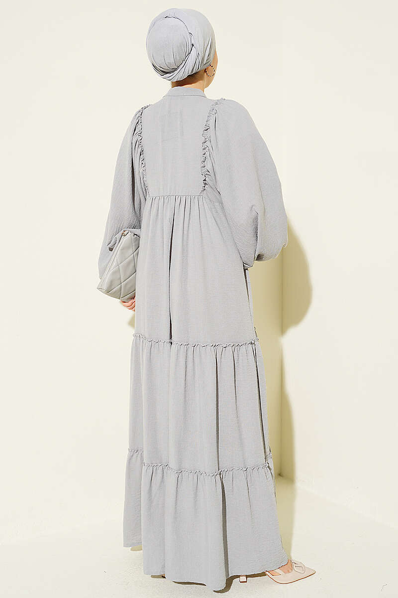 Button-Up Tiered Dress Grey – Bild 3