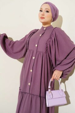 Alternative view of Button-Up Tiered Dress Purple