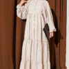 Button-Up Tiered Dress Stone