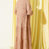 ⁦Button-Up Layered Knit Dress Latte⁩ - الصورة ⁦3⁩
