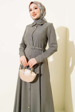 Alternative view of Buttoned Belted Tencel Dress Khaki