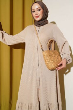 Alternative view of Button-Down Embroidered Detail Dress Beige