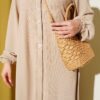 Button-Down Embroidered Detail Dress Beige – Image 4