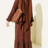 Button-Down Embroidered Detail Dress Brown – Image 3