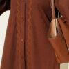 Button-Down Embroidered Detail Dress Brown – Image 4