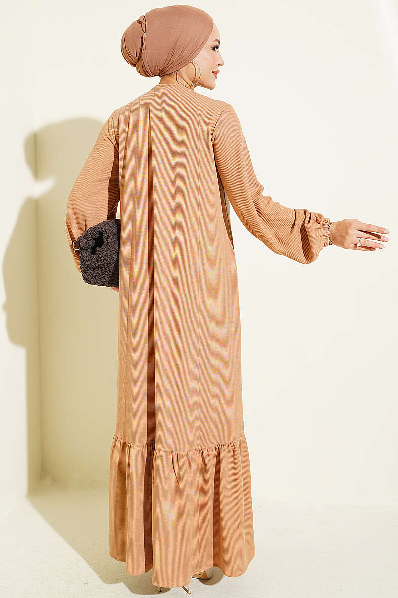 Button-Down Embroidered Detail Dress Latte – Image 3