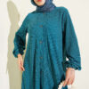 Button-Down Embroidered Detail Dress Petrol - immagine 2