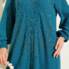 Button-Down Embroidered Detail Dress Petrol - immagine 4