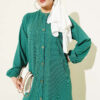 Button-Down Embroidered Detail Dress Green - immagine 2